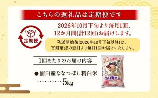 【 12回定期便 】〈 令和8年産 〉 浦臼産 ななつぼし 精白米 5kg お米 米 こめ コメ 白米 白飯 飯 ご飯 おにぎり ブランド米 ブランド 国産 北海道産 和食 定期 定期配送 【 202