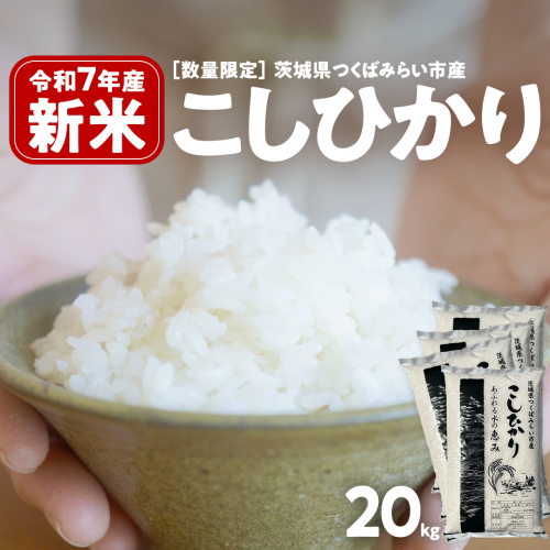 ＼ 新米先行予約 ／ コシヒカリ 20kg 令和7年産精米 【 数量限定 】茨城県つくばみらい市産 米 コメ 単一米 52000 茨城県産 国産 発送 コスパ こしひかり