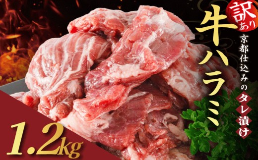 【訳あり】 タレ漬け 牛ハラミ 1.2kg 300g×4P （  肉 牛肉 牛 味付け ハラミ タレ ハラミ肉 BBQ バーベキュー 焼き肉 焼肉 焼肉セット アウトドア キャンプ ギフト パック 小分け 300g 個包装 簡単 便利 冷凍 人気 京都 南丹市 神戸 ミートフーズ ）