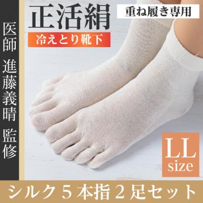 ふるさと納税 羽島市 正活絹 冷えとり靴下 シルク5本指 2足セット(LLサイズ)