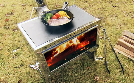 フォールディングキャンプストーブ HS-440 屋外用 ストーブ 薪ストーブ 焚き火 煙突 暖房 コンロ 調理器具 アウトドア キャンプ キャンプストーブ 炊き出し コンパクト 小型 折り畳み 工具不