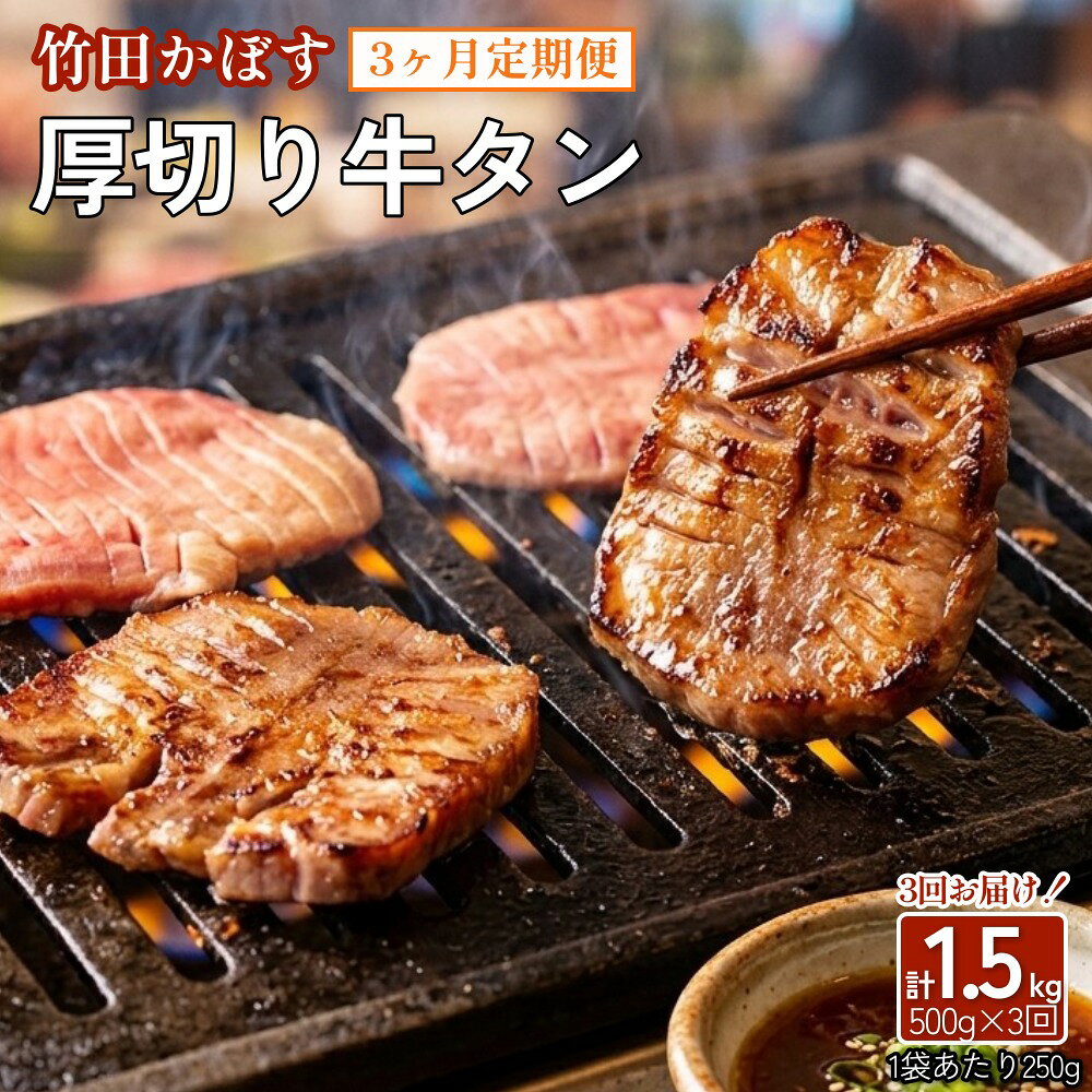 【ふるさと納税】【3ヶ月定期便】竹田かぼす 厚切り牛タン 500g (250g×2パック) 小分け 牛肉 タン
