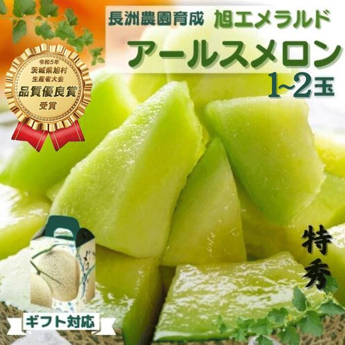 【ふるさと納税】 【贈答用 特秀】アールスメロン 茨城旭エメラルド メロン めろん おすすめ 人気 国産 青肉 産地直送 茨城 鉾田 フルーツ 旬 大きい プレゼント 贈り物 旬 定番 果物 くだもの 甘い 贅沢 上品 高級