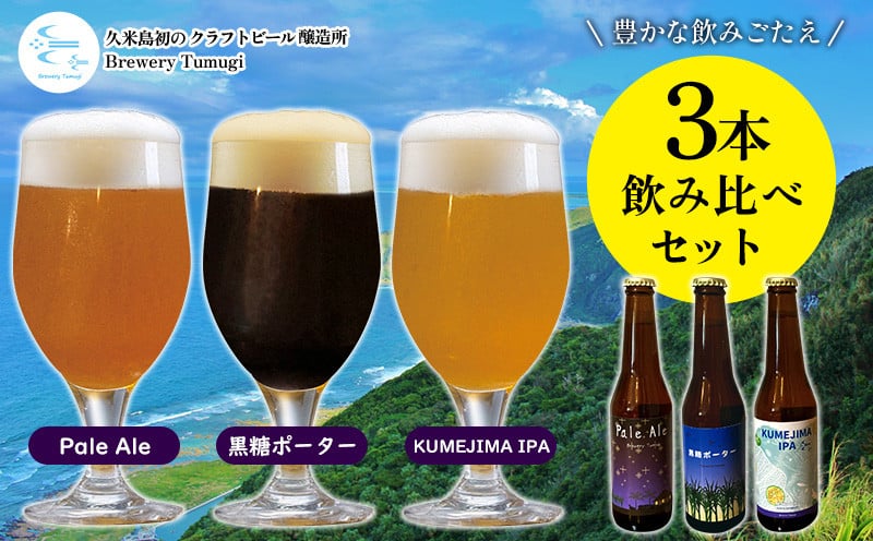 
            久米島の恵みをたっぷり使用「久米島産ビール 豊かな飲みごたえの3本セット」 クラフトビール ブルワリー 醸造 オリジナル 個性 独自 少量生産 小規模 こだわり ビール酵母 非加熱 無濾過 IPA ペールエール セゾン ポーター 飲み口 ローカル 島の恵み 久米島
          