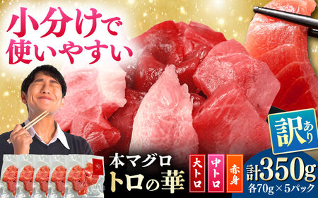 訳あり！対馬産 本マグロ 切り落とし 350g（5パック） トロの華 小分け マグロ[WAQ019]