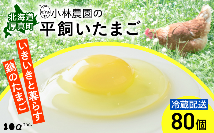 小林農園の平飼いたまご・無投薬 80個《厚真町》【テンアール株式会社】 有精卵 卵 鶏卵 玉子 生卵 平飼い 北海道 [AXAN075]