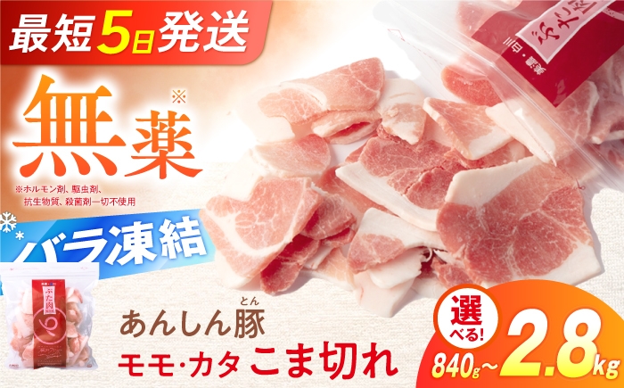 
                  豚肉【選べる容量】《バラ凍結》無薬育ちのあんしん豚 豚肉 モモ・カタ こま切れ 840g～2.8kg（280g/個）国産 豚肉 豚こま 小間 国産 国産豚肉 大容量 小分け 無薬 無薬育ち 豚コマ 豚小間 冷凍 豚こまぎれ 豚こま切れ ぶたこま 薄切り モモ肉 カタ肉 お肉 国産豚 岐阜県 白川町 / 藤井ファーム [AWAF028]
                