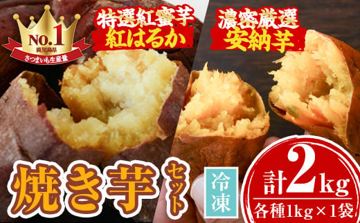 
A14087 濃密厳選安納芋と特選紅蜜芋紅はるかの焼き芋セット(各種1kg×1袋・計約2kg) さつまいも さつま芋 紅はるか 安納芋 冷凍 焼芋 やきいも 熟成 冷凍 スイーツ【甘宮】
