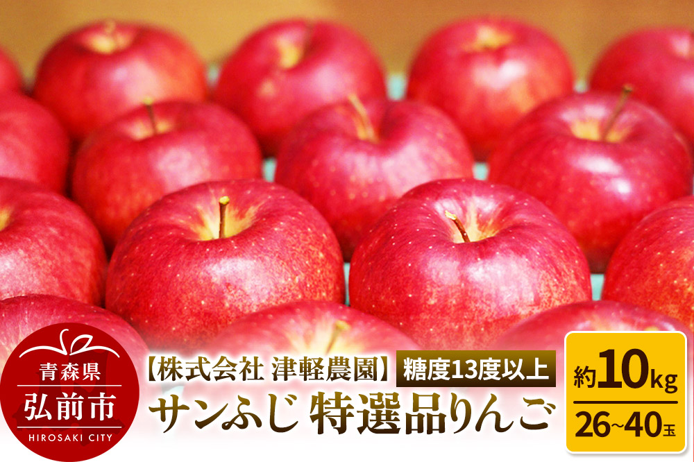 りんご 【糖度13度以上】サンふじ【特選品】約10kg 26～40玉程度 ASIAGAP認証農場 津軽農園