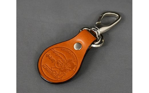 レザーキーホルダー 【金太郎と仲良しクマちゃんが富士山に登るよ！】 シルバー  【 レザー レザー製品 皮 皮製品 キーホルダー 小物 牛皮 静岡県 小山町 】