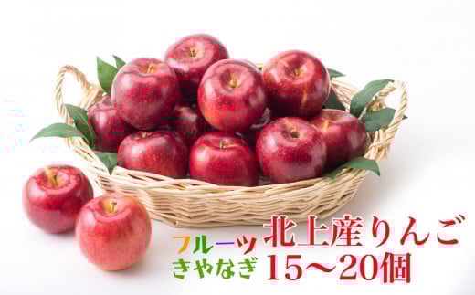 【北上産】 果汁たっぷり サンふじ りんご 15～20個 国産 岩手 リンゴ 林檎 アップル 旬 果物 フルーツ 岩手県 北上市 C0097 fruit おやつ 採れたて フレッシュ ジューシー 贈答 プレゼント 八百屋 青果 フルーツきやなぎ