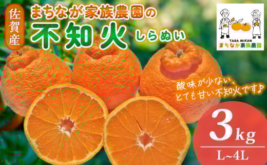 まちなが家族農園の不知火（しらぬい）3kg 【2026年3月下旬～5月下旬まで順次発送予定】 みかん 温州みかん 完熟みかん 不知火 しらぬい 甘い不知火 デコポン 品種 佐賀県 太良町 L60x1