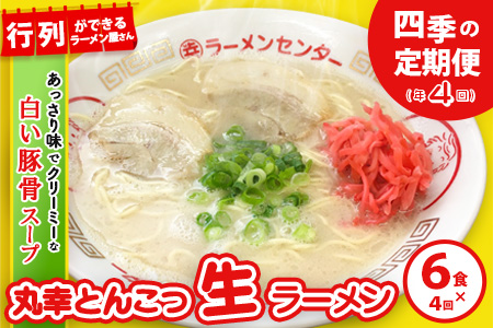 【年4回 四季の定期便】丸幸ラーメン(とんこつ生) 6食入り【ラーメン 生ラーメン とんこつ 豚骨スープ 九州とんこつ あっさり 行列】E1-A015305