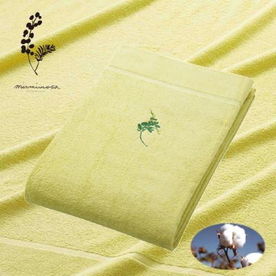 ふるさと納税 和泉市 オーガニックコットン タオルケット　ミモザ 刺繍入 (色:ミモザイエロー)