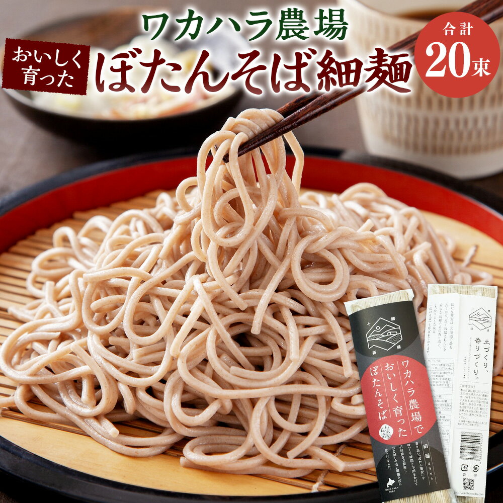【ふるさと納税】ワカハラ農場 おいしく育った ぼたんそば 細麺 20束 セット 詰め合わせ そば 蕎麦 ソバ 乾麺 乾めん 麺類 麺 メン お取り寄せ グルメ 北海道 新得町 送料無料【L-5003】