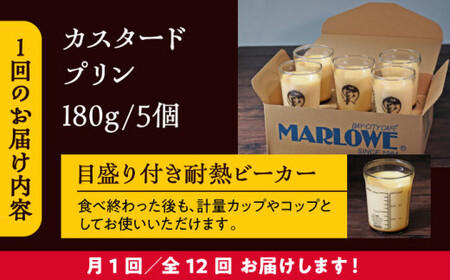 【全12回定期便】昔ながらのカスタードプリン5個セット  ／ お菓子・スイーツ プリン【(有)マーロウ】[ASAY036]
