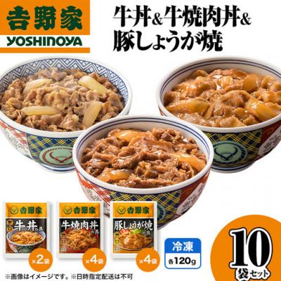 ふるさと納税 十日町市 吉野家 牛丼&amp;牛焼肉丼&amp;豚しょうが焼 10袋セット(冷凍)レトルト 非常食