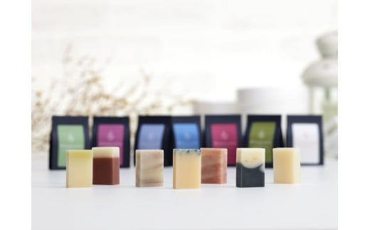 【マツリカサボン】 石けんトライアル７種セット（ラベンダー・ヤマブドウ・クロモジ・ひのきベルガモット・酒かす椿・奥出雲ローズ・ピュアベビー）/ オーガニック せっけん 自然素材 石鹸 岡山 真庭 こだわり 手作り 無添加 ハーブ セット ベビーソープ ミニ お試し MATSURIKA SAVON (MATSU-14) 【savon005-01】