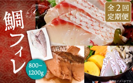 【全2回定期便】壱岐産 鯛 フィレ 800gから1.2kg [JDT068]
