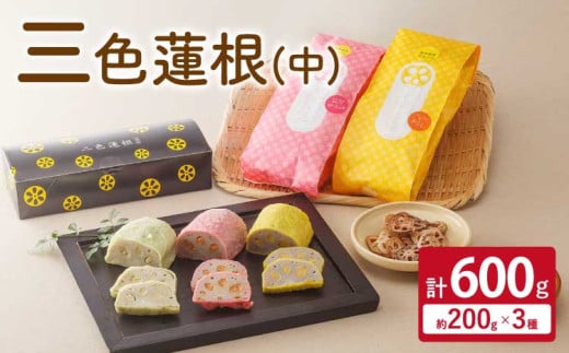 三色蓮根（中）約200g×3本 合計約600g 蓮根 れんこん レンコン からし わさび さくら 熊本県 宇城市