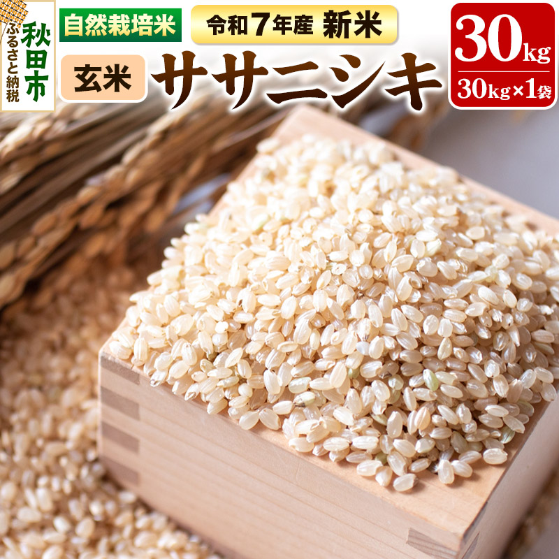 〈先行予約 令和7年産 新米〉自然栽培米「ササニシキ」玄米 30kg 天日干し 農薬・肥料不使用