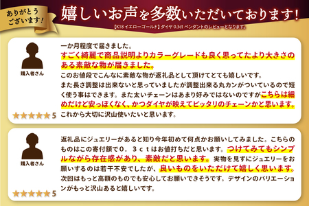 【即納】【K18イエローゴールド】 ダイヤ 0.3ct ペンダント 