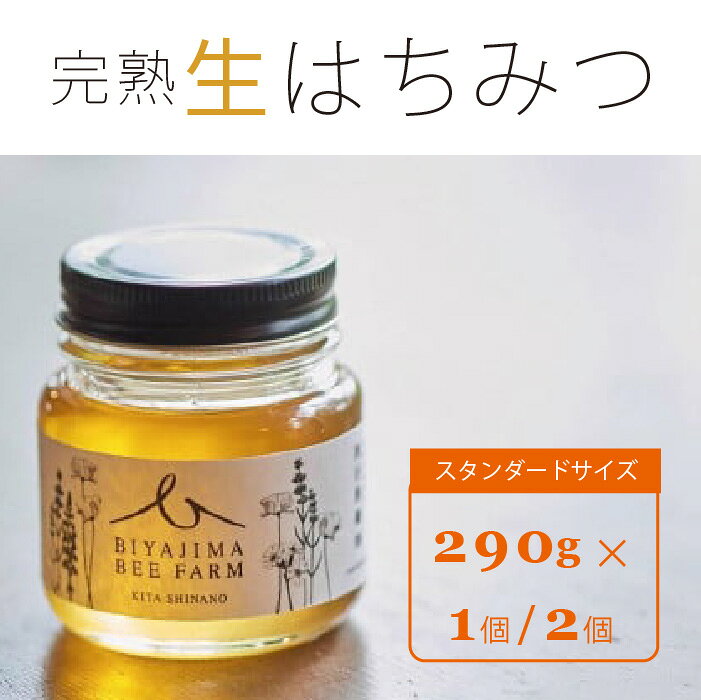 【ふるさと納税】BIYAJIMA BEE FARM『季節の完熟生はちみつ 一瓶290g（1個 / 2個）』北信濃の大自然がぎゅっとつまった、完全非加熱・無農薬の国産蜂蜜《7-14日以内に出荷予定(土日祝除く)》【長野県信濃町】