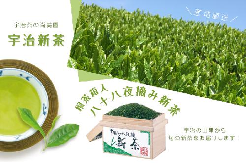 桐茶箱入り八十八夜摘み新茶(250ｇ×2袋)〈新茶 お茶 茶 緑茶 煎茶 茶葉 八十八夜 宇治茶 桐箱 飲料 日本茶 縁起物 加工食品〉