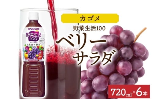 野菜生活100 ベリーサラダ 720mlPET×6 ns038-061-6【ペットボトル 野菜ジュース 野菜生活 飲料 ドリンク 健康 野菜 果実 ミックスジュース 鉄分 ポリフェノール KAGOME カゴメ】