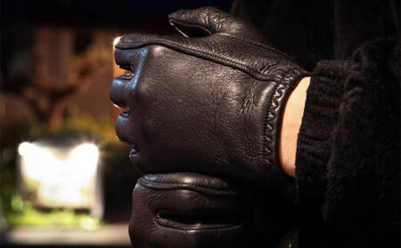 LAMP GLOVES -UTILITY GLOVE SHORTY-(カラー：ブラック／サイズ：S)【革手袋 レザー グローブ 鹿革 メンズ レディース Lamp gloves ランプグローブス ショ
