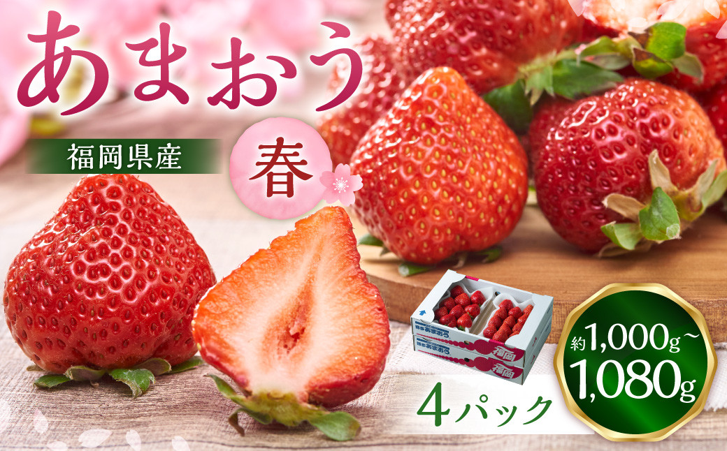 
            福岡産【春】あまおう4パック いちご 苺 イチゴ 果物 くだもの フルーツ 冷蔵 【2026年2月上旬～3月下旬発送予定】
          