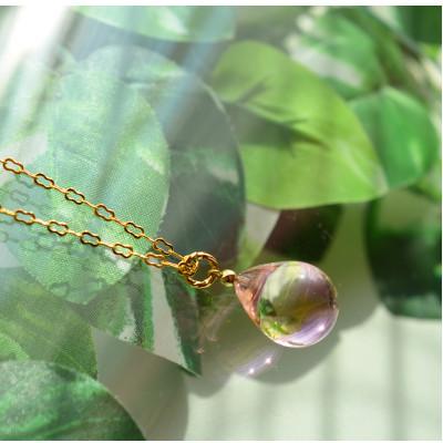 ふるさと納税 長沼町 【Soukore】ガラスアクセサリー・イエローピンク・ネックレス