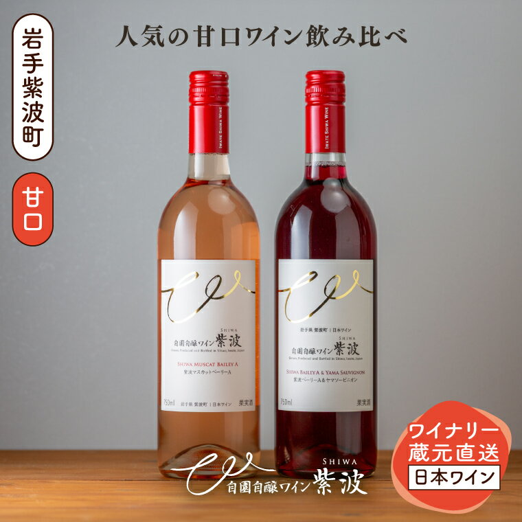 【ふるさと納税】 ＼レビューキャンペーン実施中／ 甘口ワイン赤ロゼ2本セット(紫波ベーリーA＆ヤマソービニオン・紫波マスカットベーリーA) ワイン 甘口 赤 ロゼ ブドウ 国産ワイン 自園自醸ワイン 日本ワイン (AL100)