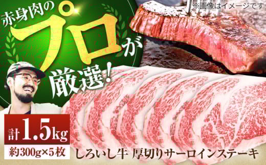 【牧場直送】佐賀県産しろいし牛 厚切りステーキ（サーロイン） 計1.5kg（約300g×5枚）【佐賀セントラル牧場】佐賀県産 牛肉 サーロイン ステーキ すてーき さーろいん ステーキ 九州 佐賀県 白石町 [IAH040]