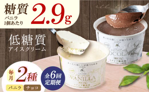 【全6回定期便】然オリジナル バニラアイスクリーム・チョコレートアイスクリーム 各3個 スイーツ デザート アイス アイスクリーム チョコ スイーツ デザート アイス アイスクリーム バニラアイス 低糖質 大阪府高槻市/低糖質食専門店ローカーボキッチン然-zen- [AOBD039]