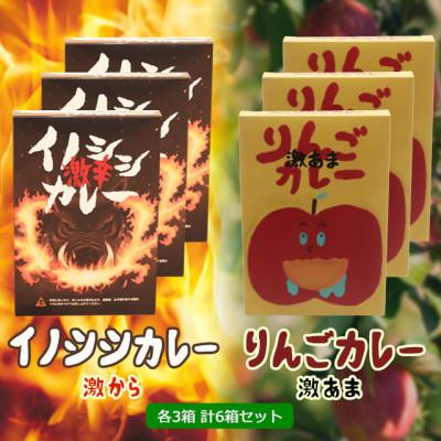 ふるさと納税 久万高原町 【激辛イノシシカレー3箱+激あまりんごカレー3箱】刺激的なカレーの共演!道の駅で人気のお土産です。