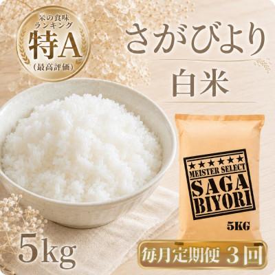 ふるさと納税 江北町 【毎月定期便】さがびより白米5kg(江北町)全3回
