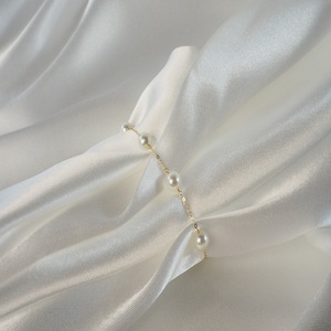 K18 イエローゴールド あこや真珠 ステーション パールブレスレット 6.0-7.0mm　　No.68