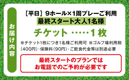 平日大人1人最終スタートプレー券【(株)葉山産業】[ASAS006]