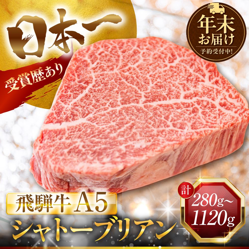 【ふるさと納税】≪年末お届け≫ 最高ランク A5 飛騨牛 シャトーブリアン 2〜8枚 計280〜1120g ヒレ ヒレステーキ フィレ フィレステーキ A5等級 A5ランク 肉 牛肉 国産 厳選 ブランド牛 高級 定期便 冷凍 プレゼント ギフト 年末配送 年内配送 中部ミート 岐阜県 大垣市