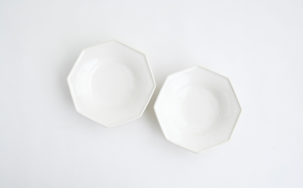 
            【Awabi ware】八角中深皿 ペアセット（白磁×２） 《決済から3ヶ月前後で発送》
          