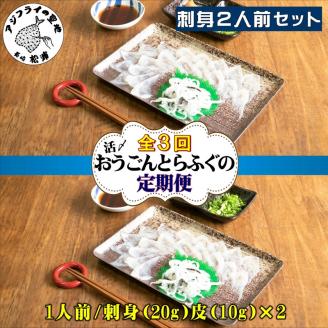 【全3回定期便】活〆おうごんとらふぐ刺身2人前セット( 定期便 海鮮 とらふぐ 刺身 高品質 )【E5-008】