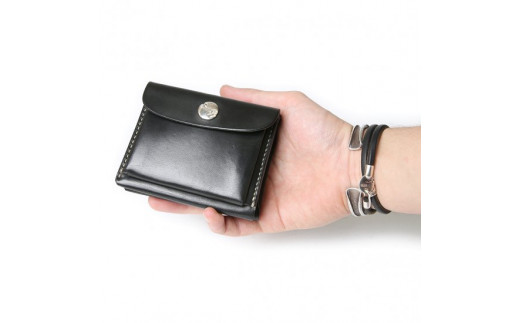 MOTOミニウォレット（BLACK）　本池秀夫監修　LEATHER & SILVER MOTO　本池秀夫監修 BLACK 縦8cm×横10cm×マチ3cm