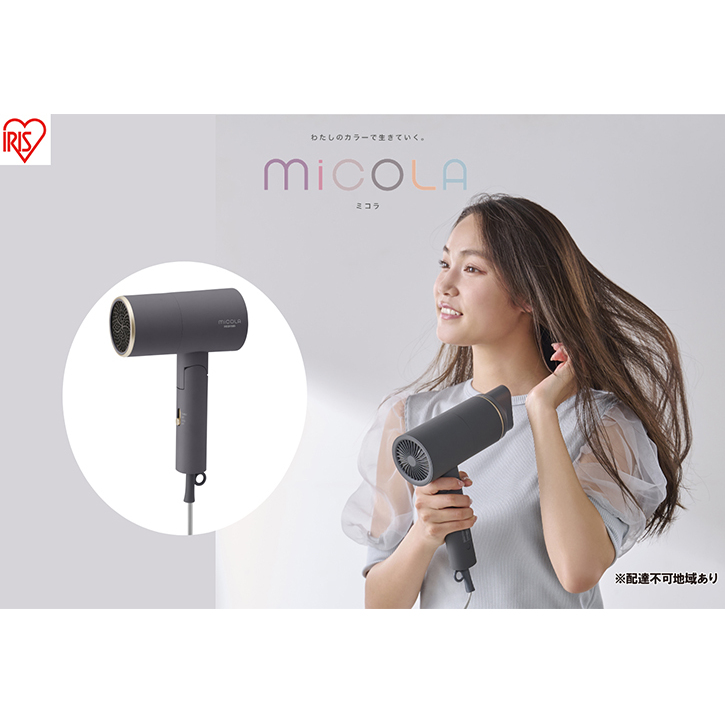 アイリスオーヤマ ドライヤー HDR-M201-H ダークグレー ミコラ MiCOLA イオンドライヤー マイナスイオン 大風量 速乾 ヘア ヘアケア 折りたたみ 持ち運び 軽量 電化製品 家電 宮城 宮城県 大河原 大河原町