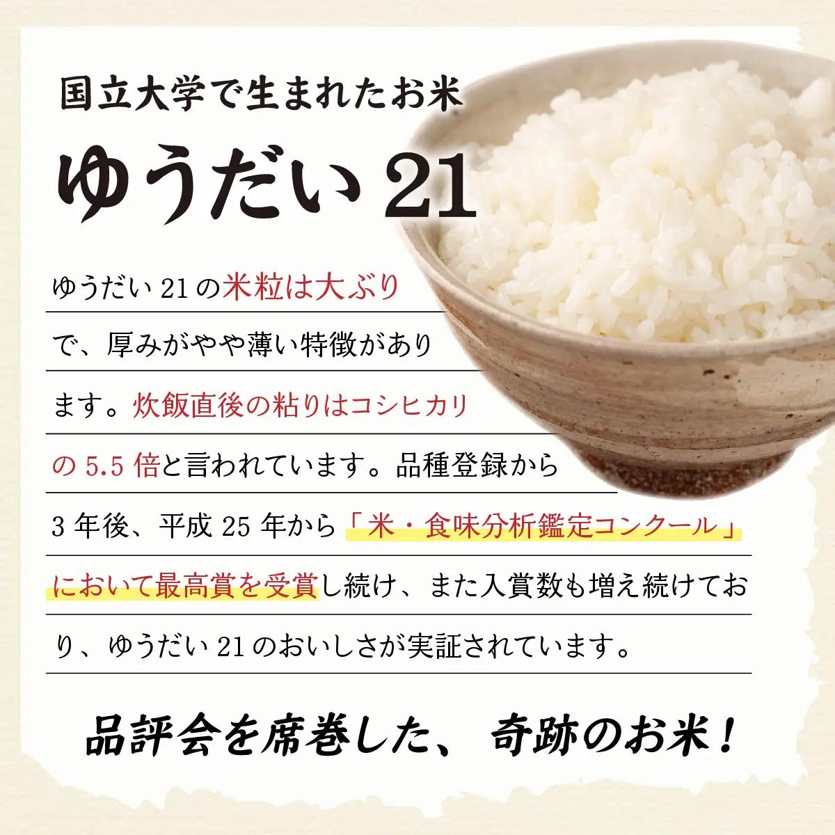 【令和7年産 】ゆうだい21 減農薬・化学肥料不使用  5kg 精米 