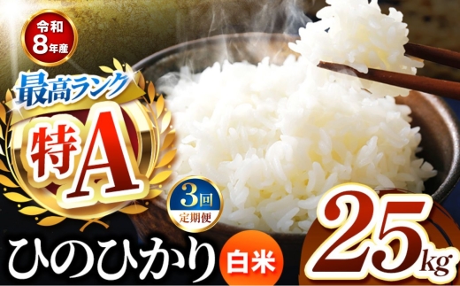 【 定期便 3回 】 R8年産熊本県産 白米 ひのひかり 25kg