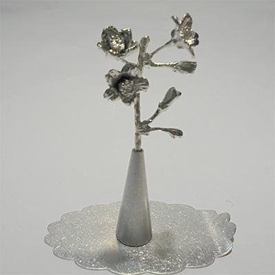 ふるさと納税 高岡市 錫花と小さな花器プチフルール&amp;バーズセット　シルバーカラー(サクラ)