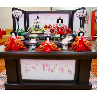 ふるさと納税 小野市 雛人形　京三五　5人「焼桐刺繍桜」オリジナル収納箱　No.35-804