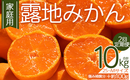 【２回定期便】露地みかん(2S～Mサイズ) 5kg 家庭用 訳ありみかん Wom-0008