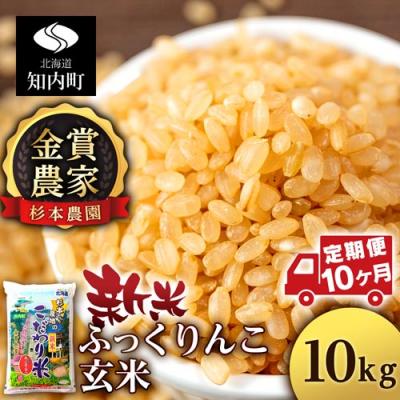 ふるさと納税 知内町 【令和7年産新米先行受付】【定期便10回】ふっくりんこ 玄米 10kg 《杉本農園》